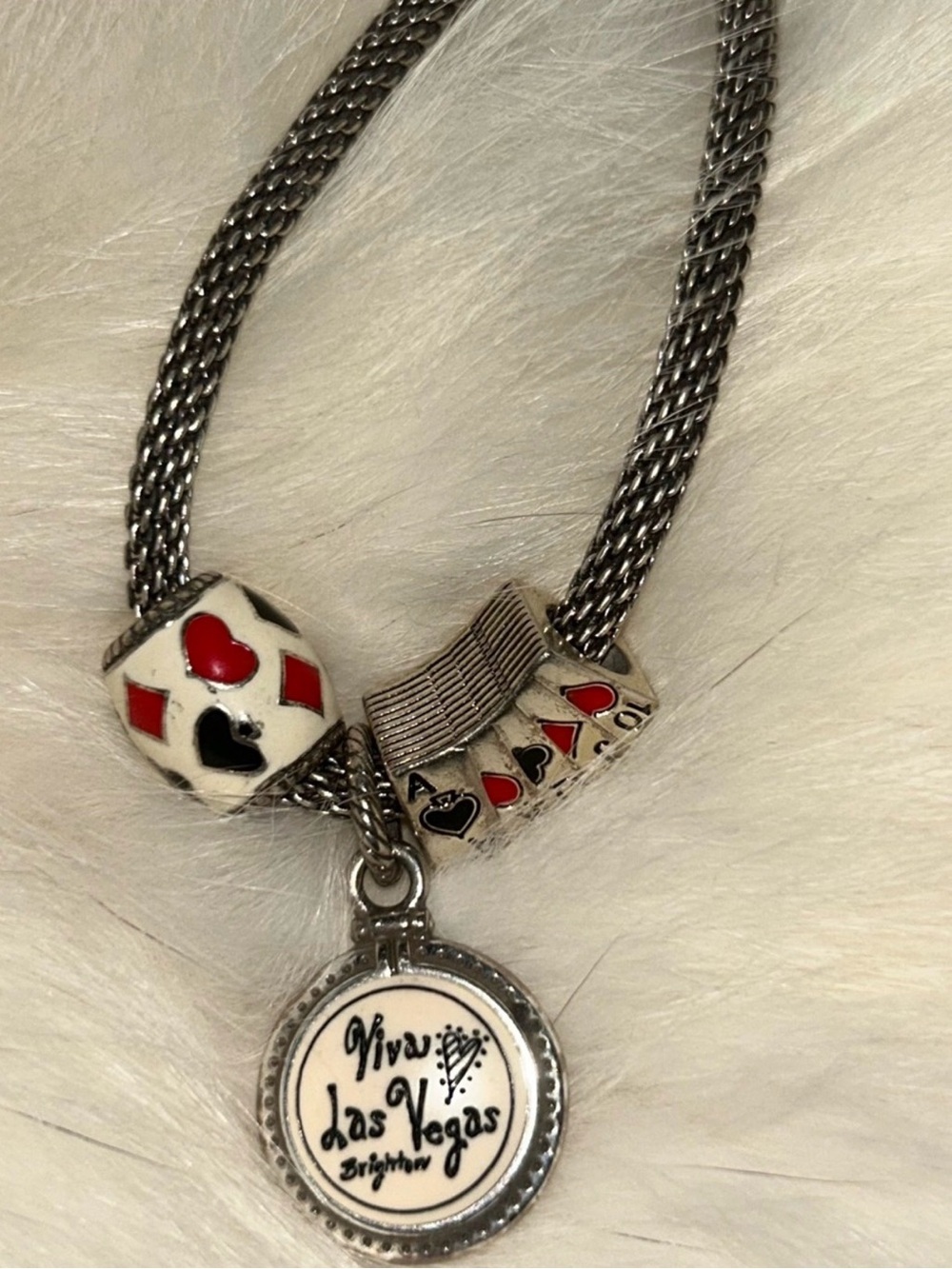 EUC Brighton Viva Las Vegas Charm Bracelet in Silver with Dice & Card Charns